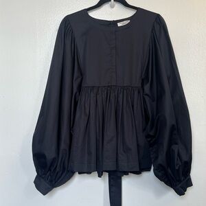 Twenty-Seven Names  Black Blouse with Balloon Sleeves